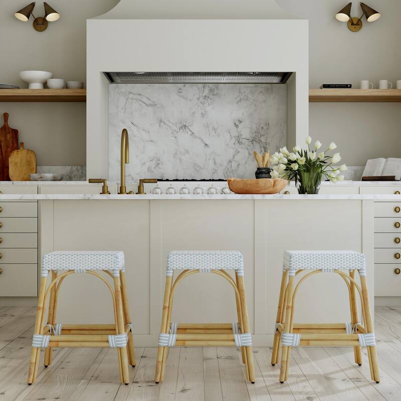 Robias 24.5" Rattan Rectangular Counter Stool