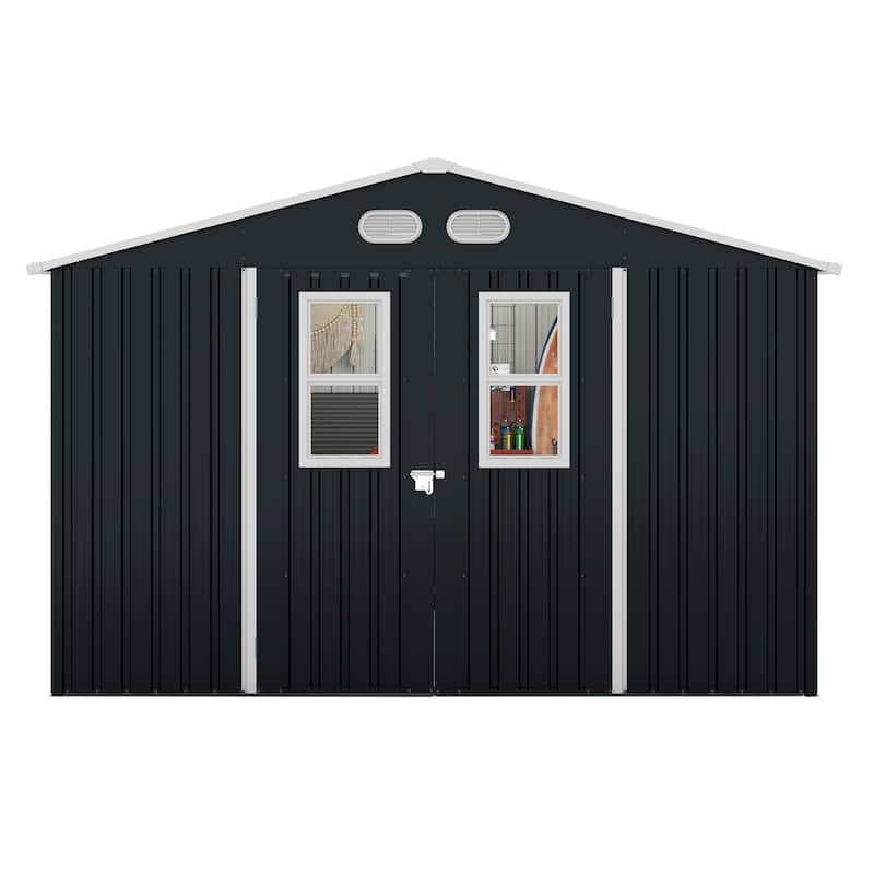 8x10 Outdoor Storage Shed with 4 Daylight Windows and Lockable Doors