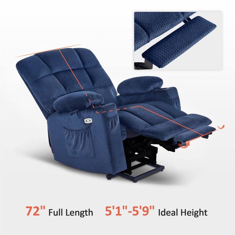 MCombo Dual Motor Power Lift Recliner Chair for Elderly, Massage and Heat, Fabric 7680