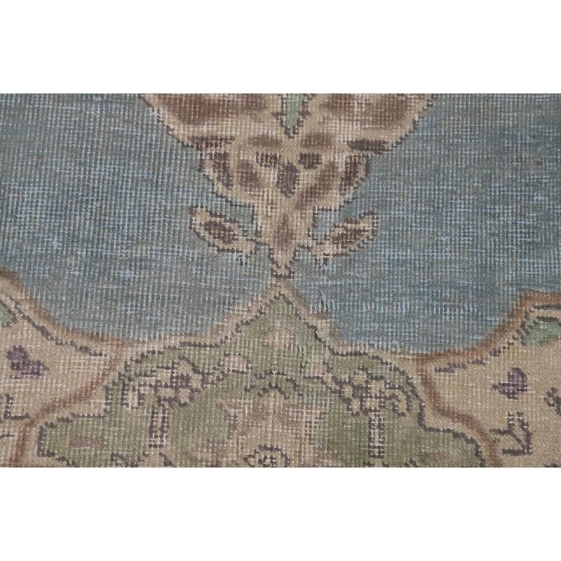 Hand Knotted Oriental 100% Wool Carpet Traditional Floral Navy Blue & Blues Tabriz Area Rug - 8' 11'' X 6' 7''
