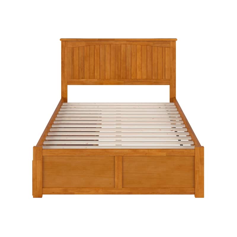 Solid Wood Platform Bed with Footboard & Storage - Full Size Bed Frame