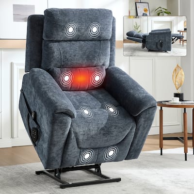 350 Lbs Leatherair Power Lift Recliner Chair,Heavy Duty Motion Mechanism With 8-Point Vibration Massage And Lumbar Heating
