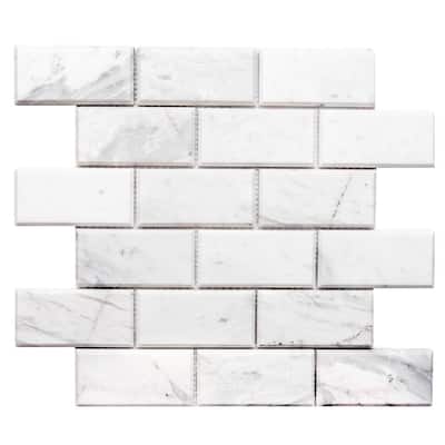 Santorini Beveled 2in x 4in Brick Marble Backsplash Wall Tile
