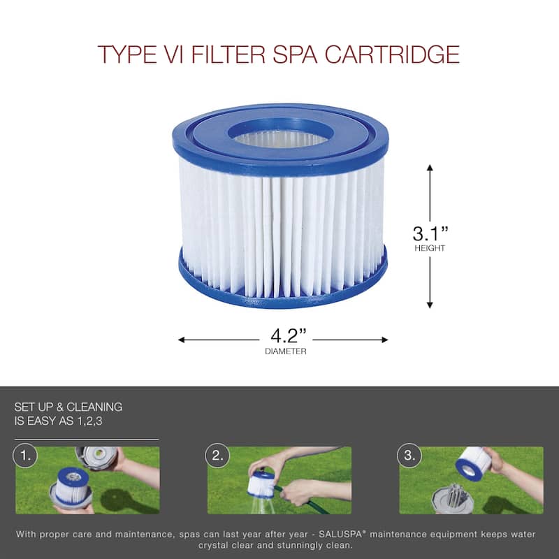 Coleman SaluSpa 4 Person Portable Inflatable Square Hot Tub & 12 Bestway Filters - 71 x 71 x 28 inches