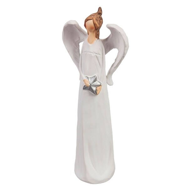 10.5"H Winter's Bliss Ceramic Angel Holding Star. Opens flyout.