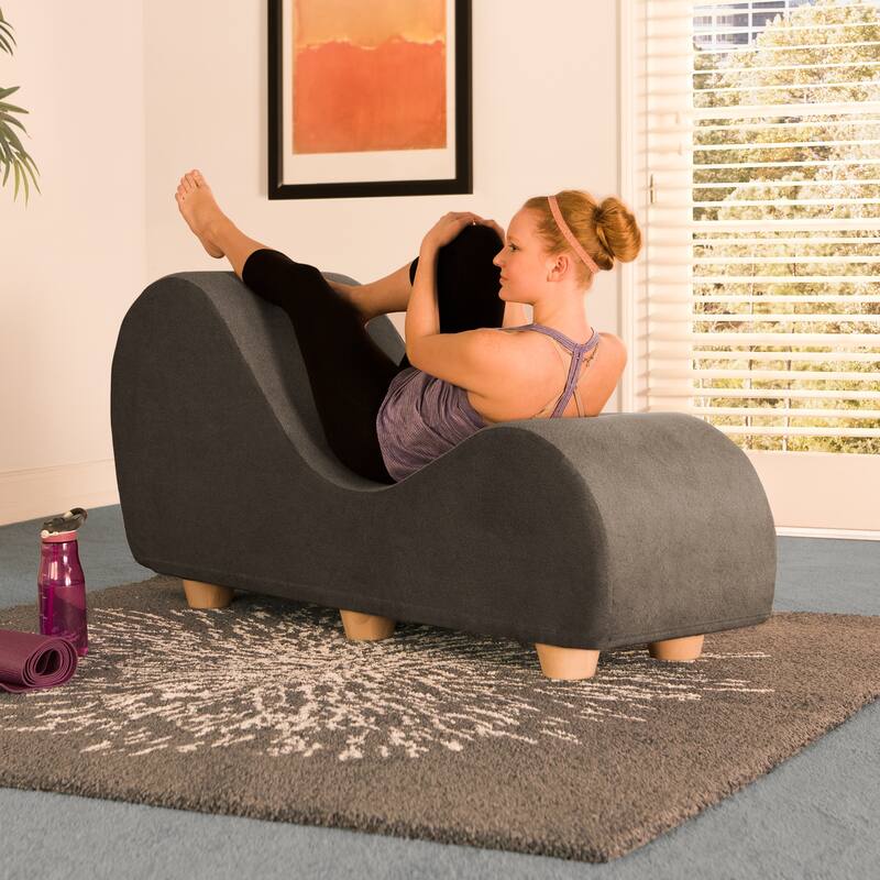 Avana Yoga Chaise Lounge w/ Maple Wood Feet - Mocha