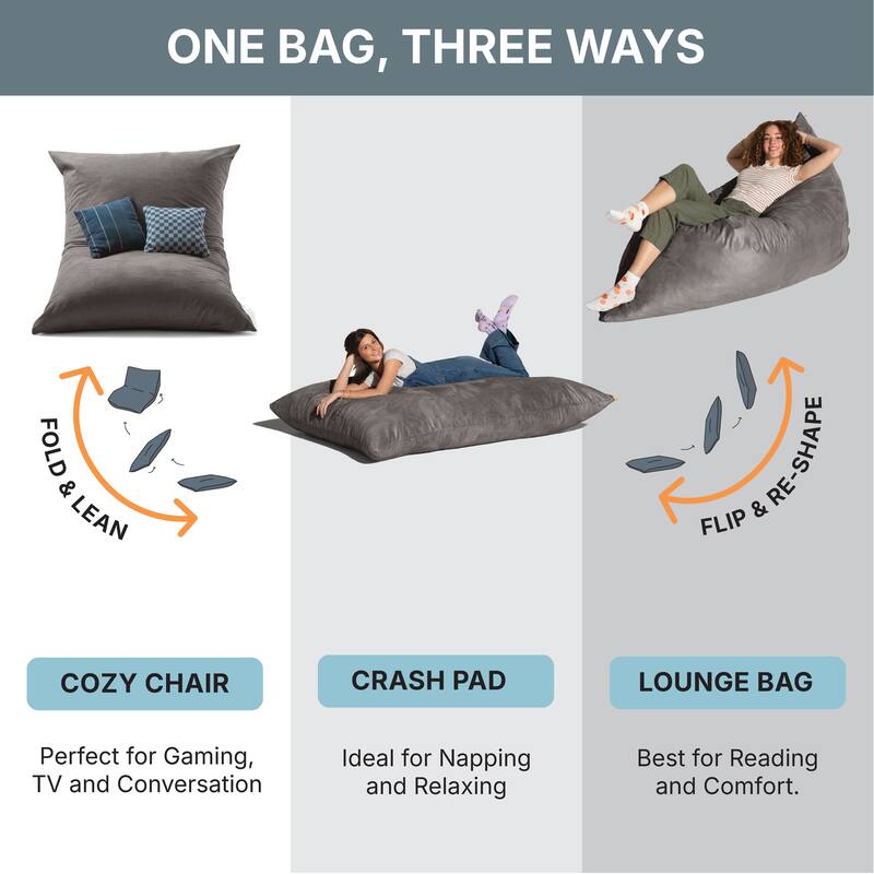 Jaxx 5.5' Microsuede Bean Bag Floor Pillow and Lounger