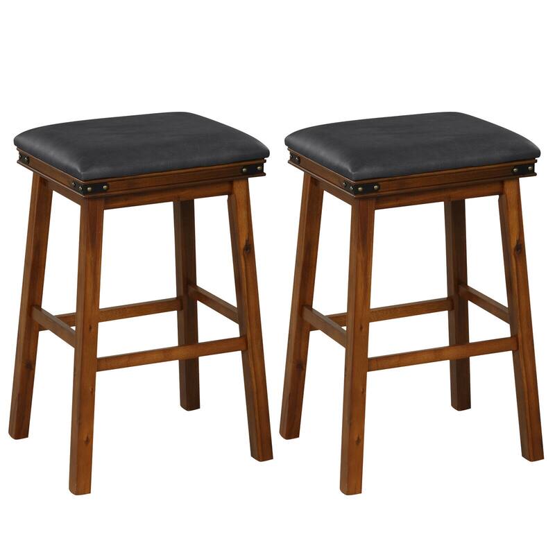 Set of 2 2 Dining Bar Stool with Rubber Wood
