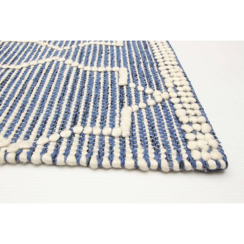 ECARPETGALLERY Braid weave Sienna Navy Wool Rug - 4'11 x 7'11
