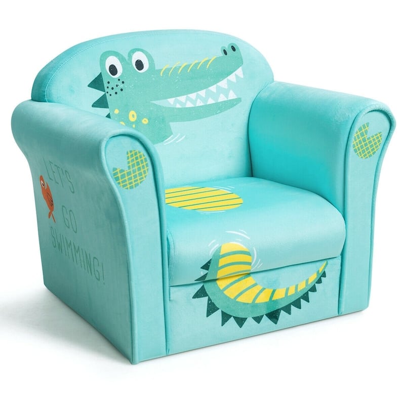 Kids Crocodile Armrest Upholstered Couch - 19.5" x 15" x 16.5" (L x W x H)