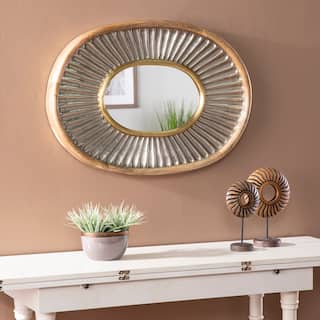 SEI Furniture Faust Oval Decorative Mirror, Natural/Silver/Brass