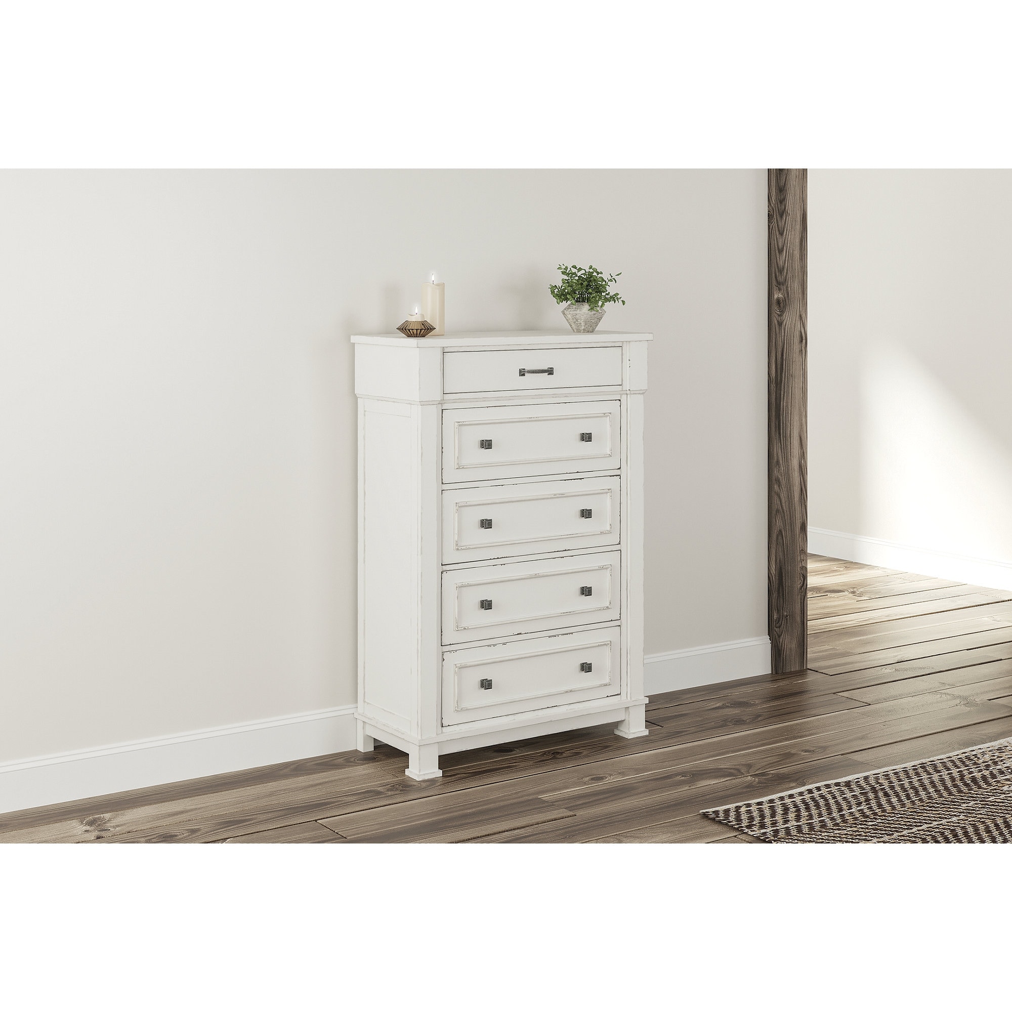 Signature Design by Ashley Jennily White 5 Drawer Chest - Bed Bath
