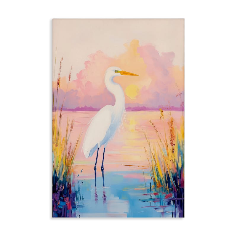 Stupell Egret under Beaming Sunset Canvas Wall Art Design By Arlington Prints - 30 x 45