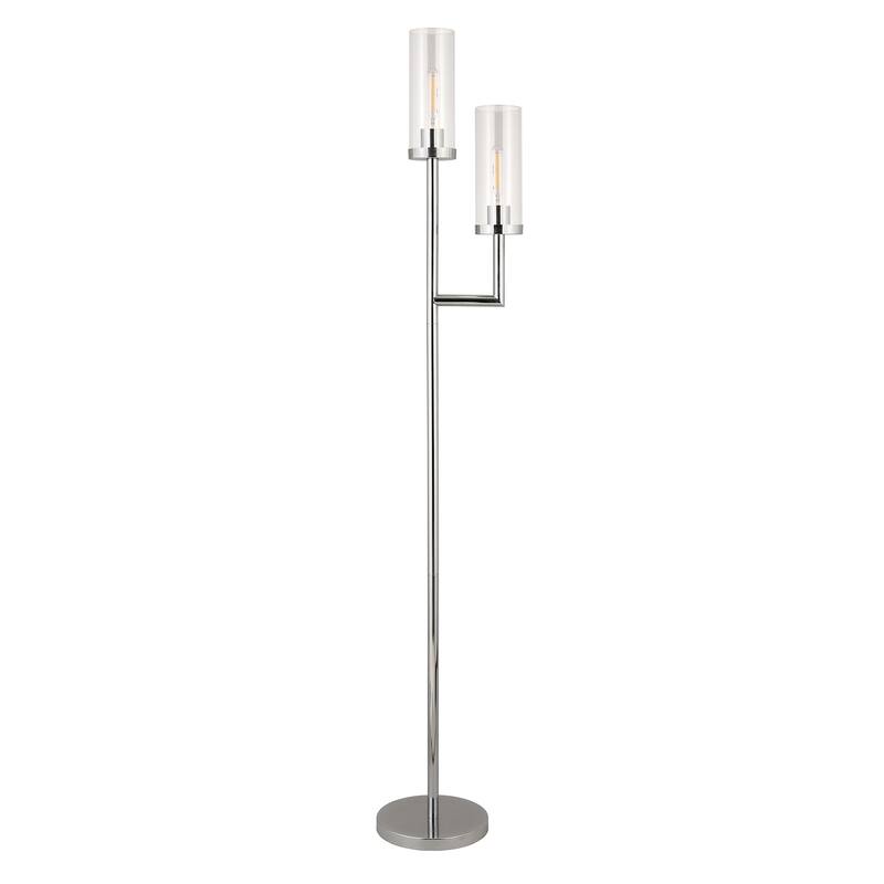 Banta Metal and Glass Double Torchiere Floor Lamp
