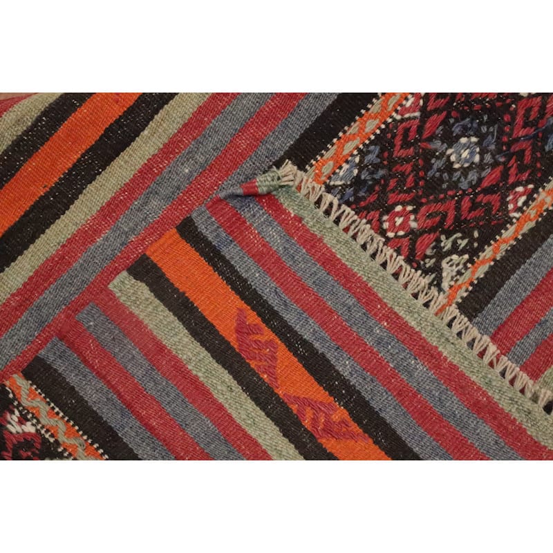 Hand Woven Oriental 100% Wool Carpet Southwestern Tribal Multi-Colored Kilim Area Rug - 8' 2'' X 5' 3''