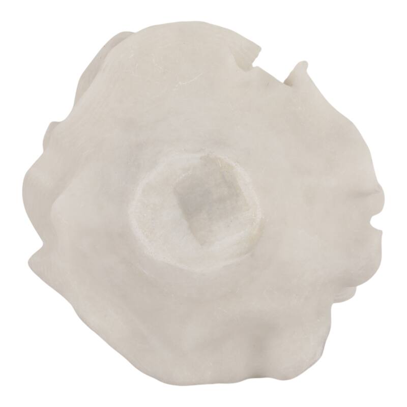 Resin Decorative Bowl Ruffled Edge Coral Accent Home Office - 7" White - 12" x 11.75" x 7.25"