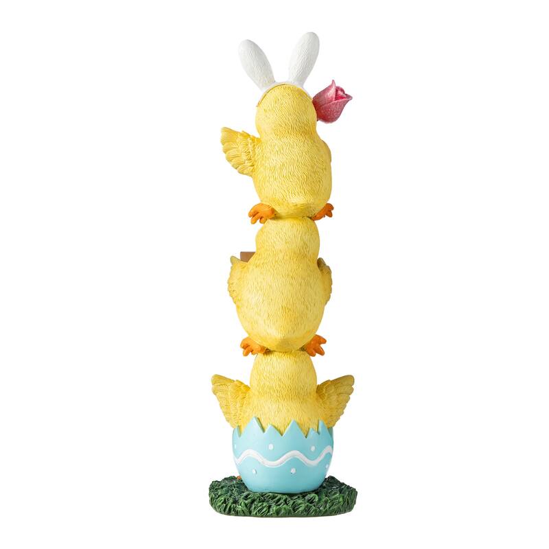 Glitzhome Easter Resin Duck Family Table Decor Stackable Chickens Figurine