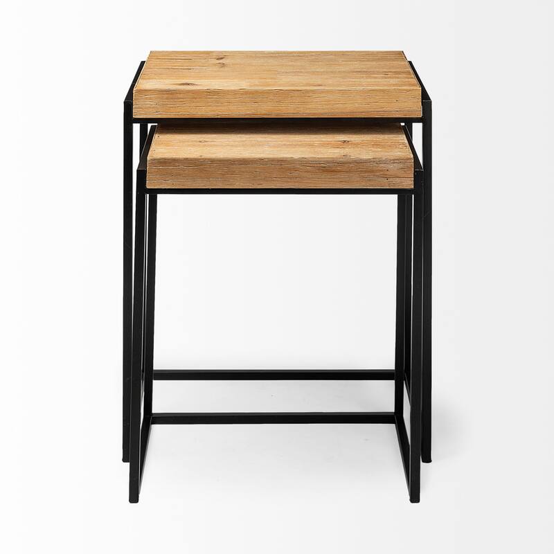 Karissa Brown Wood/ Black Metal Nesting Tables (Set of 2) - 19.3L x 13.0W x 24.8H