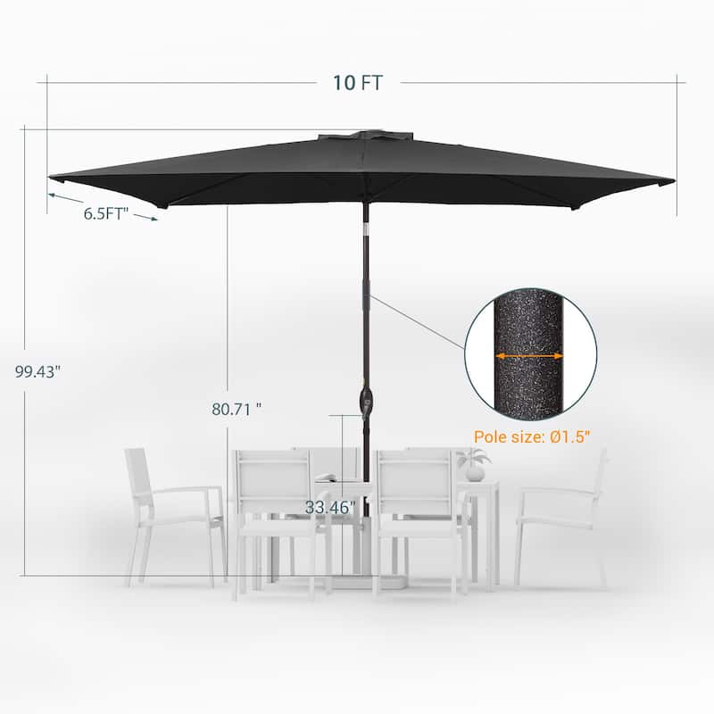 LIVOOSUN 10 x 6.5ft Outdoor Market Patio Umbrella w/Tilt and Crank