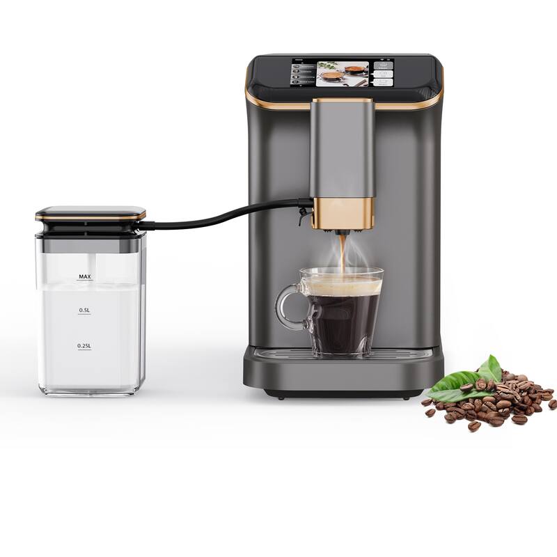 Fully Automatic Espresso Coffee Machine,20 Bar Espresso & Coffee Machine with Milk Frother - Golden