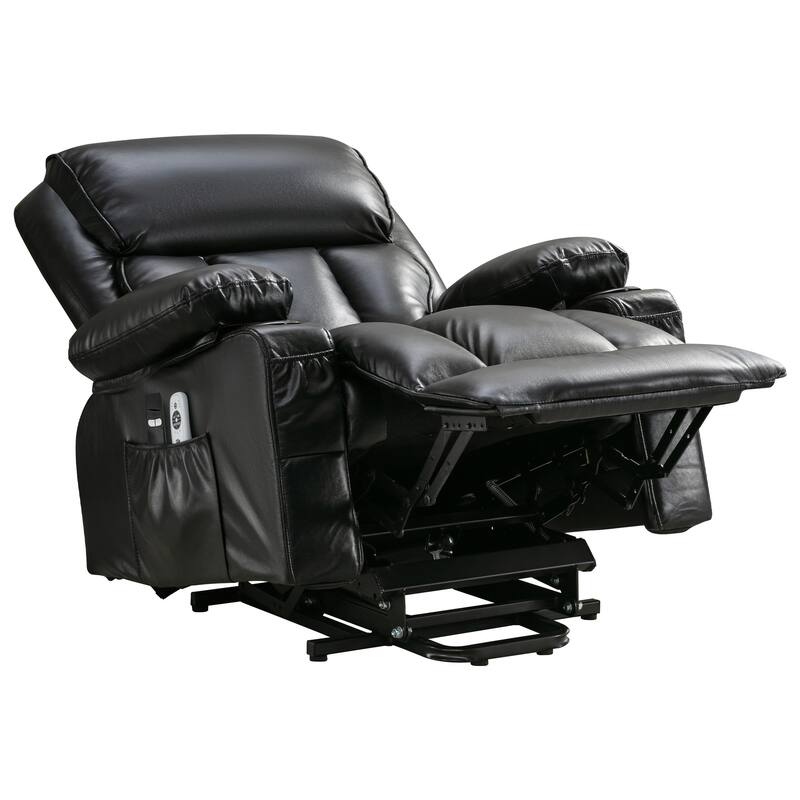 Power Lift Faux Leather Recliner Chair with Massage, Heat, USB Port, and Dual Storage Pockets