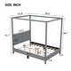 preview thumbnail 26 of 39, Canvas-upholstered Canopy Bed - Platform Wingback Bed Frame with USB, Type-C Ports Headboard, 4 Canopy Columns, 2 Sides Pocket