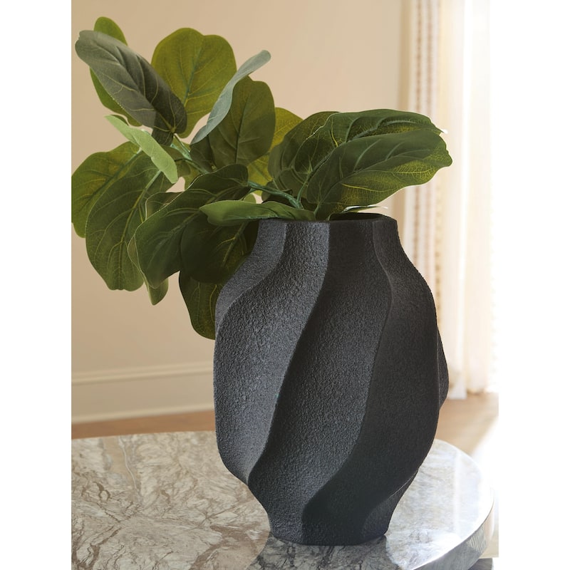 Signature Design by Ashley Judworth Black Vase - Black - 10"W x 10"D x 12"H