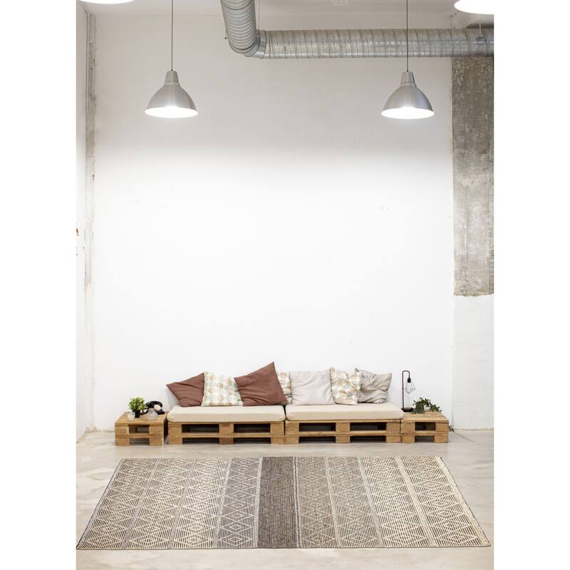 ECARPETGALLERY Braid weave Sienna Cream Wool Rug - 5'1 x 7'9