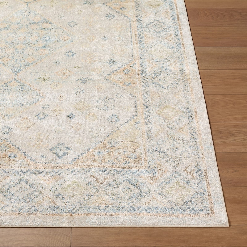 Livabliss Transitional Lillian Medallion Washable Area Rug