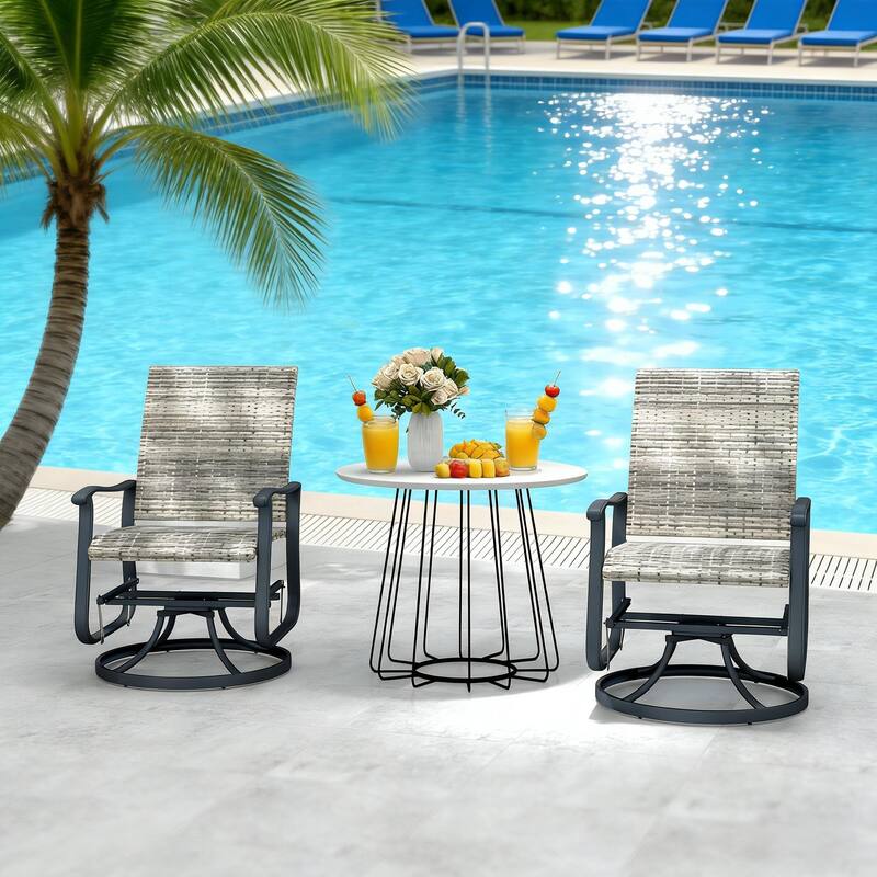 GDFStudio - Sebastian Outdoor Wicker Swivel Glider Chair Set of 2 - Yellow - Swivel Chair