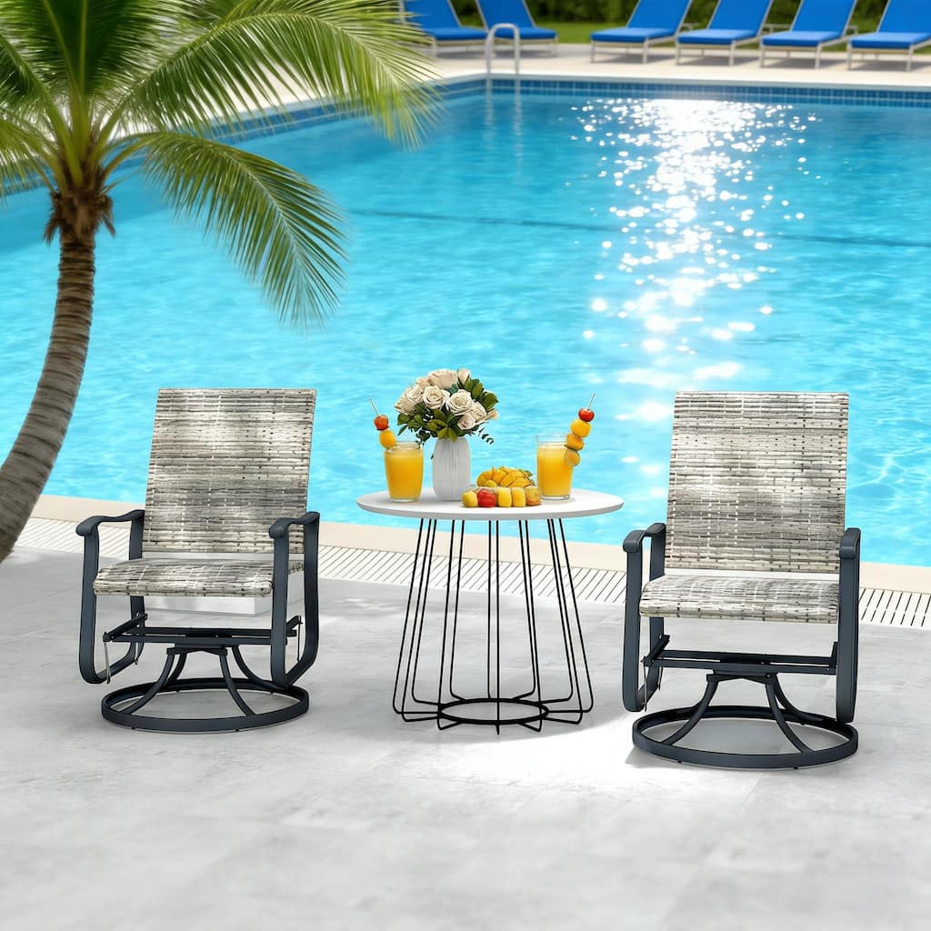 GDFStudio - Sebastian Outdoor Wicker Swivel Glider Chair Set of 2