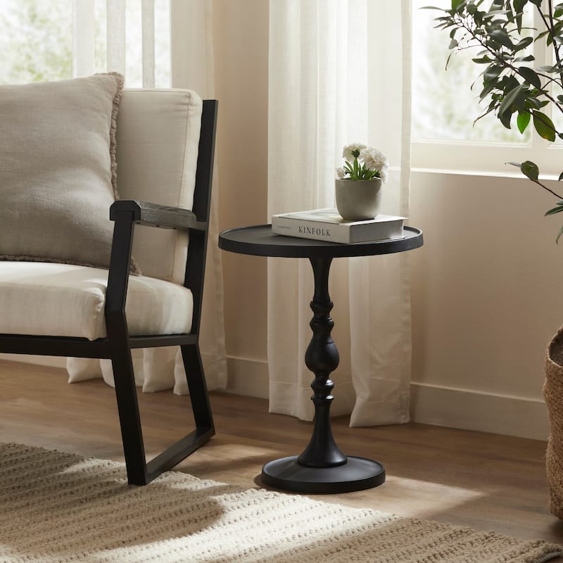 Renwil Yates Indoor Cast Aluminum Side Table, Matte Black