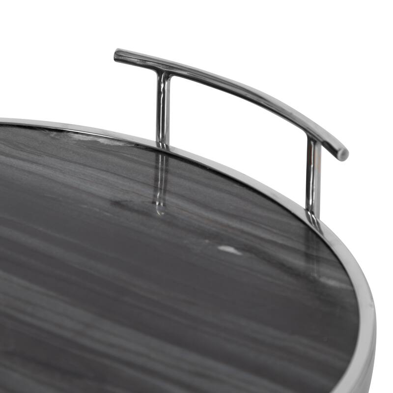 Kate and Laurel Marbury Round Metal Tray