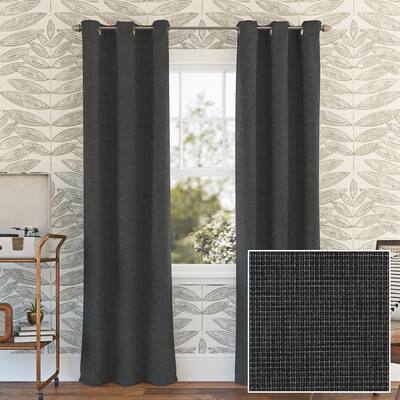 Sun Zero Norman Grid Texture Thermal Total Blackout Grommet Curtain Panel, Single Panel