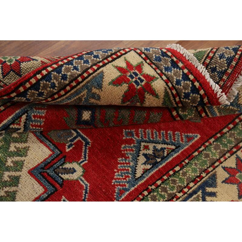 Kazak Accent Rug Handmade Traditional Red Wool Carpet - 3'3" x 5'6"