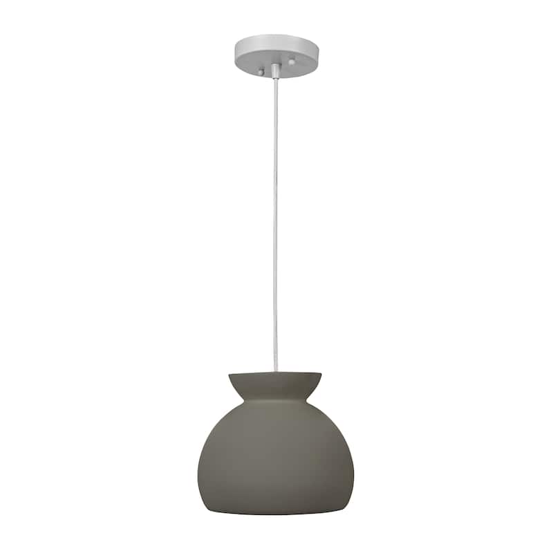 Sienna Ceramic Ceiling Light with Fabric Cord - 9.0"L x 9.0"W x 7.8"H