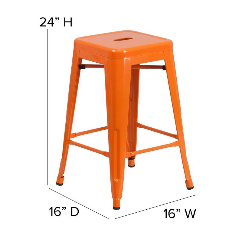 Indoor/Outdoor Backless Counter Stool with Poly Resin Seat