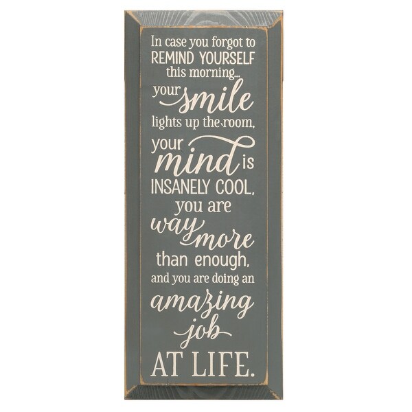 Inspirational Plaque Wall Sign, In Case You Forgot Daily Affirmation, 18" x 7" - Gray. Opens flyout.