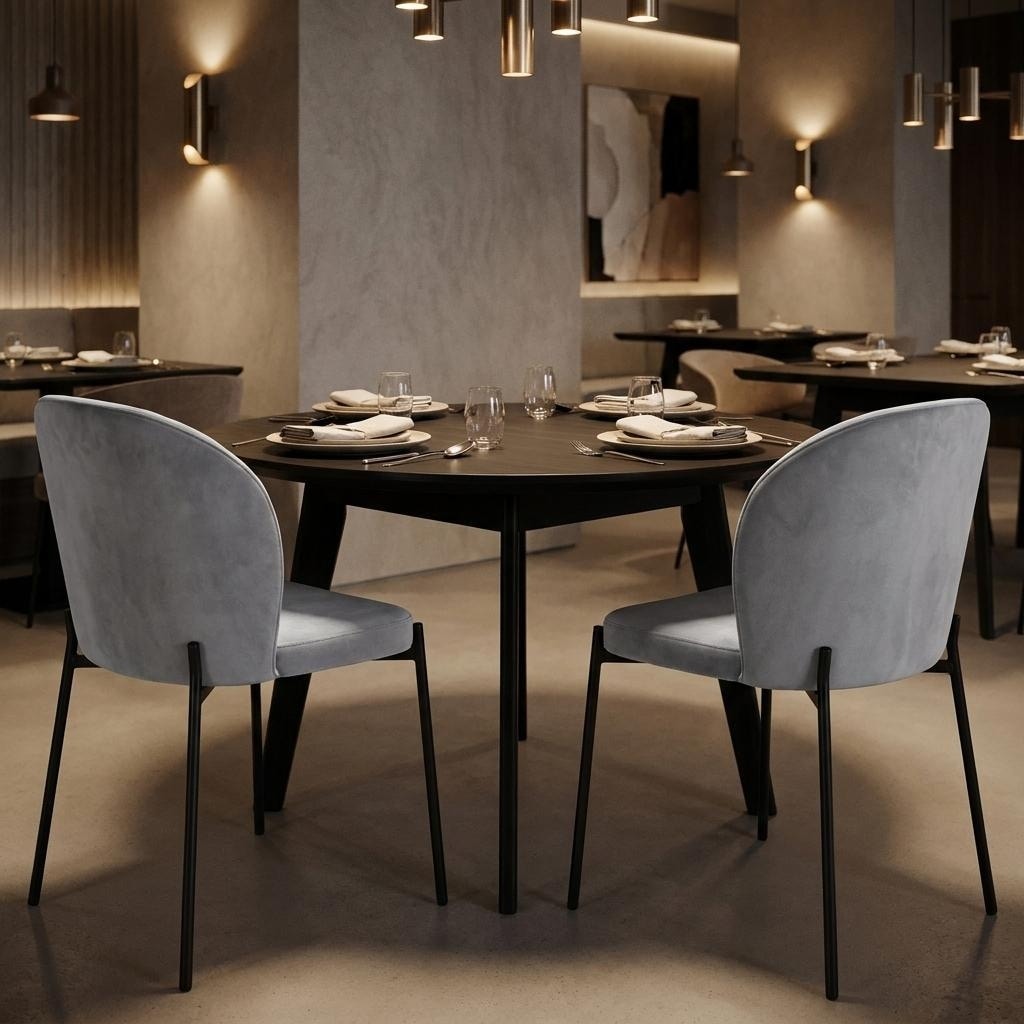 HomeRoots Set of Two Gray And Black Fabric And Wood Dining Side Chairs - 23.40 in. x 33.40 in. x 18.70 in.