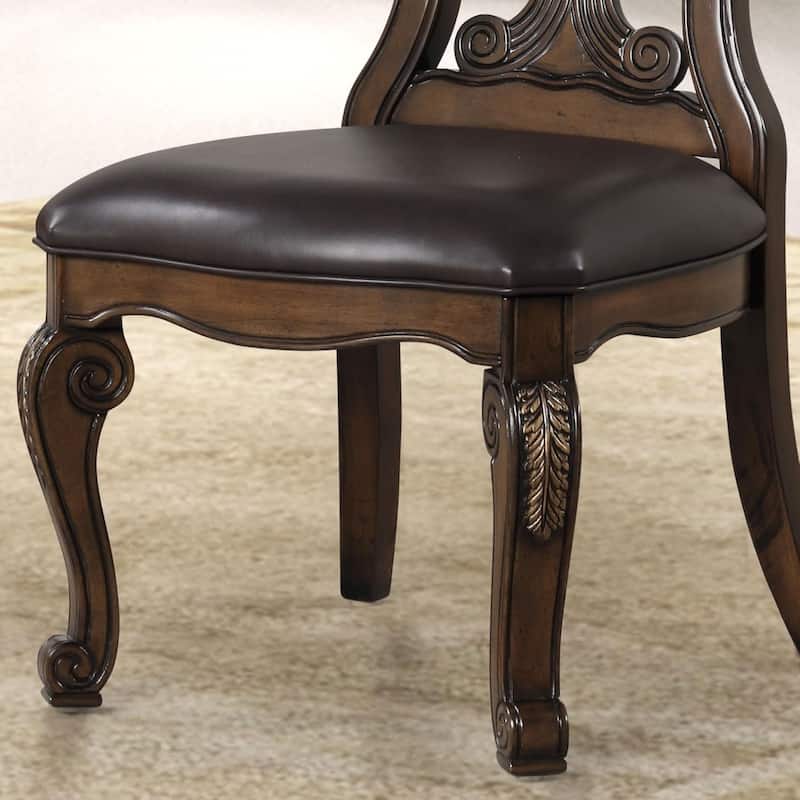 Royal Dark Brown Finish Dining Side Chairs Set