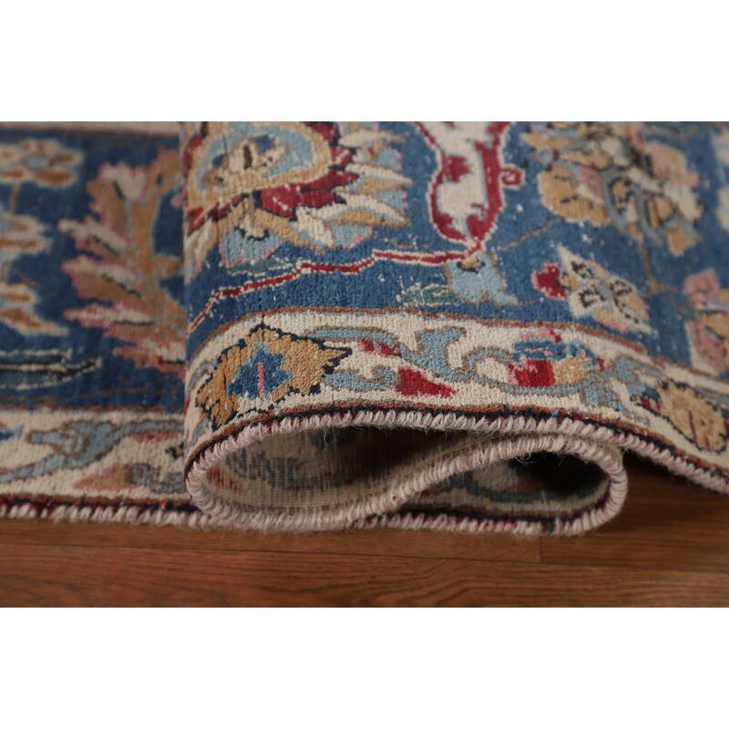 Distressed Mashad Persian Vintage Area Rug Hand-Knotted Wool Carpet - 8'5" x 11'5"