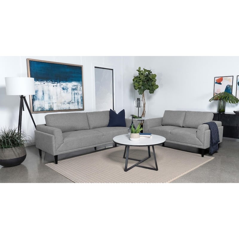 Rilynn Contemporary Upholstered Track Arm Sofa Set - Grey - 2 Piece