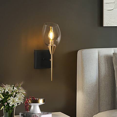 Modern 1-light Black Gold Wall Sconce Bathroom Wallchiere lighting