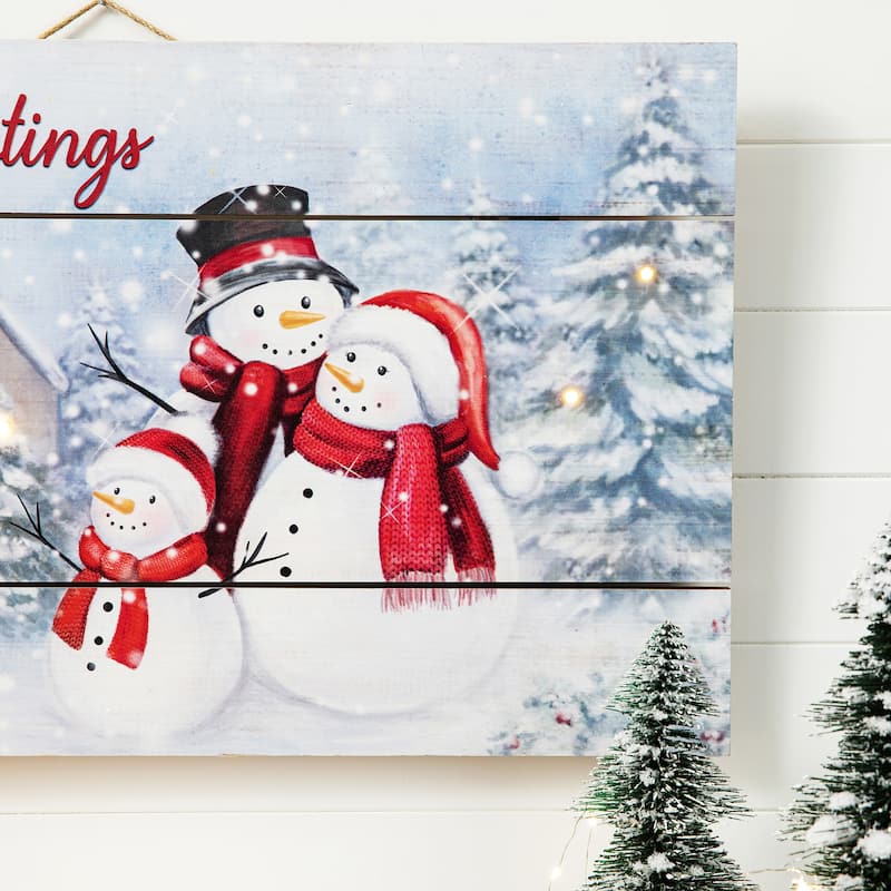 Glitzhome 24"L Wooden Christmas Santa Wall Decor with Warm White Lights