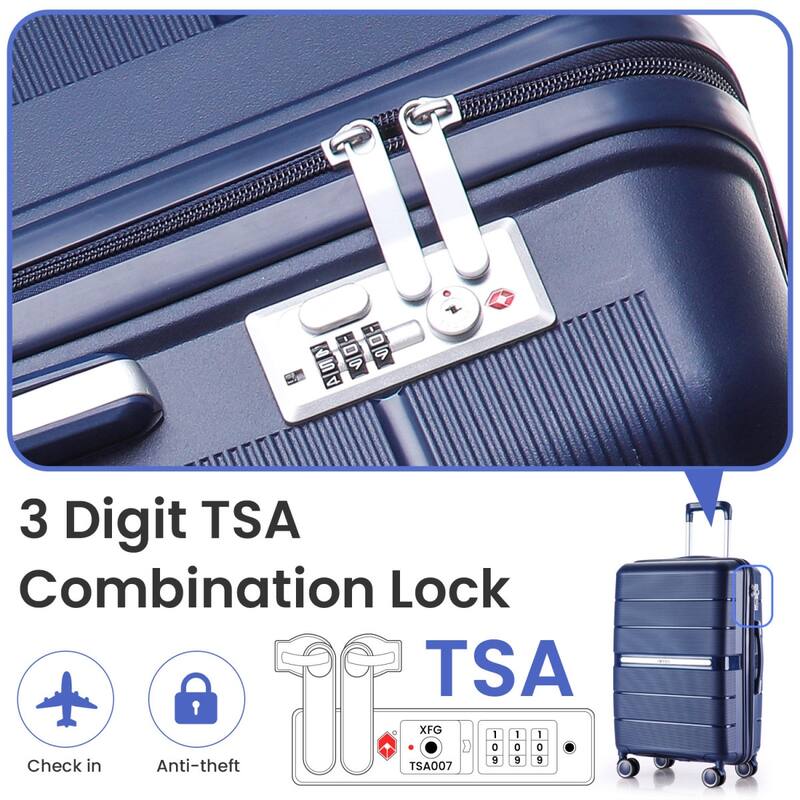 4 Piece Luggage Sets(14/20/24/28), PP Lightweight Expandable Suitcase Set with Spinner Wheels and TSA Lock