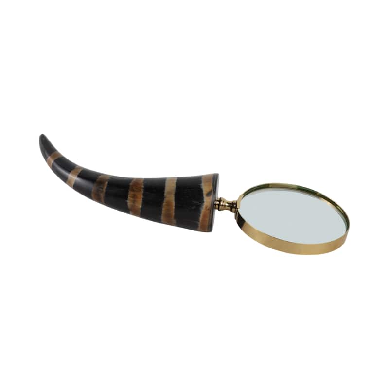 Glass Buffalo Horn Magnifying Glass Modern Casual Style - 2" Black - 11" x 4" x 2"