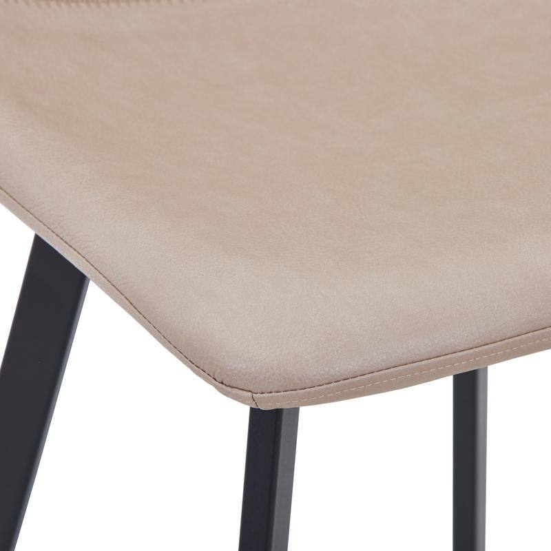 Elland Modern Minimalist Leather Upholstered Bar Stool with Accent Black Metal Base and Back Support for Home Bar or Kitchen