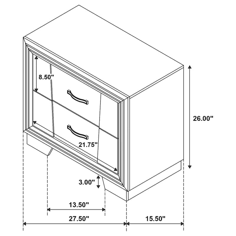 Janine Transitional 2-drawer Nightstand Grey