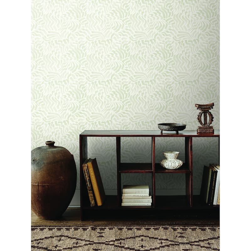 Topeka Zora Wave 27 In W X 27 Ft L Wallpaper - Light Grey