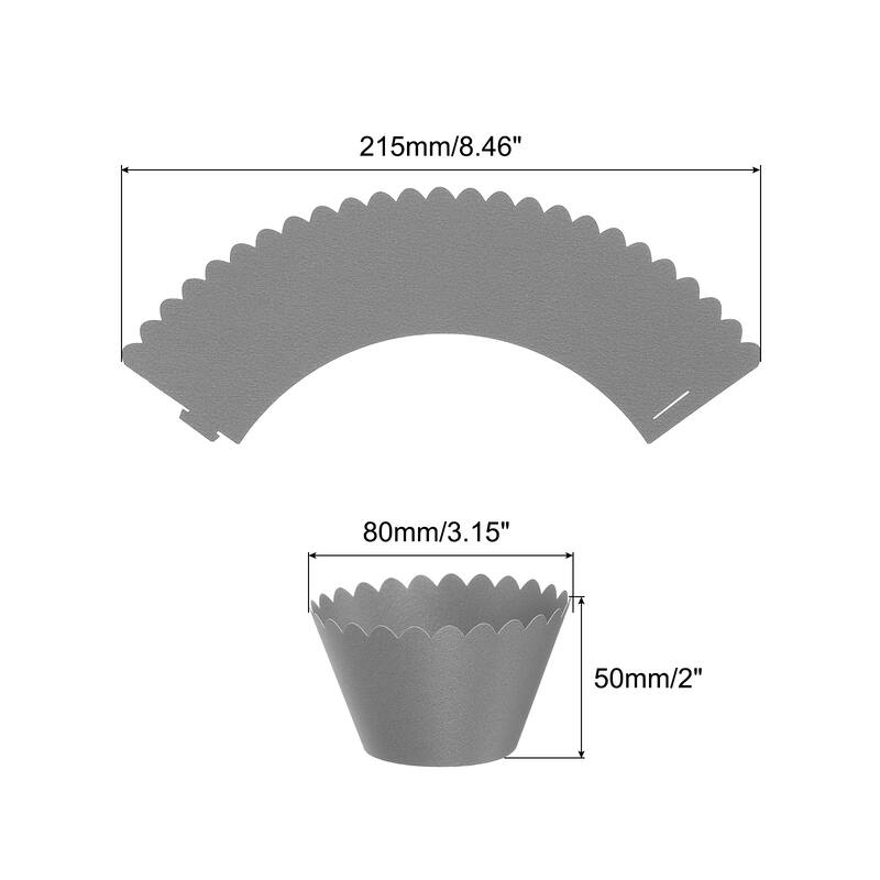 Cupcake Wrappers Paper, 50 Pack Baking Cups Standard Decoration - Silver Grey